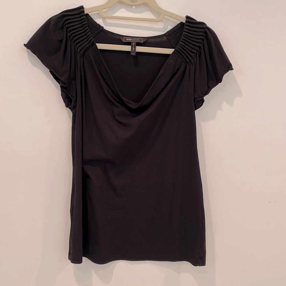 BCBG Max Azria black flutter sleeves top